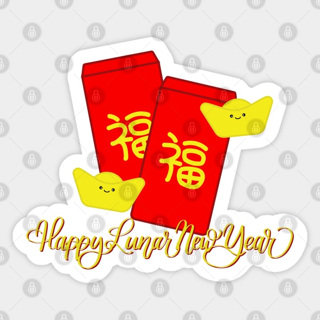 Lunar New Year Red Envelope and Golden Nugget Sticker by Kelly Gigi